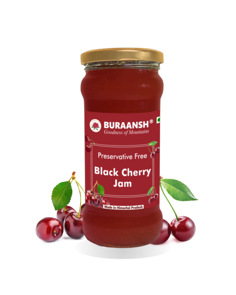 100% natural black cherry jam handmade using fresh fruit