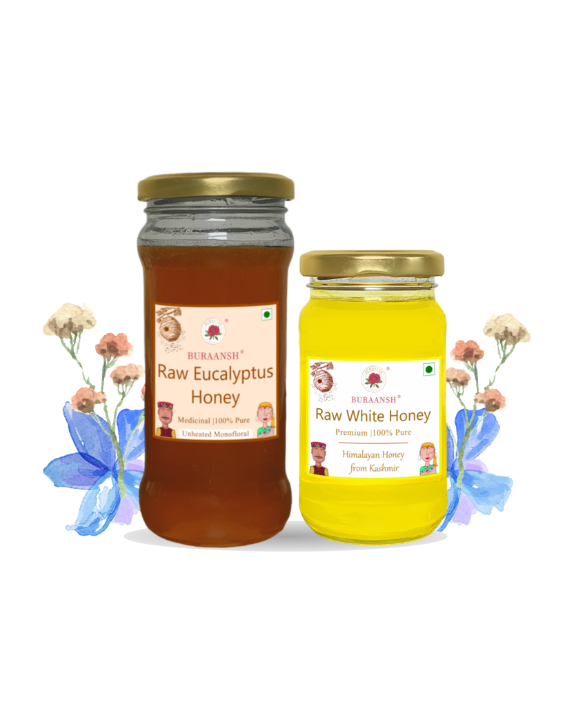 Raw Eucalyptus Honey and Raw White Honey combo 