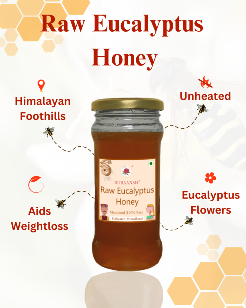 Benefits of Raw Eucalyptus Honey. Unheated and Aids Weightloss