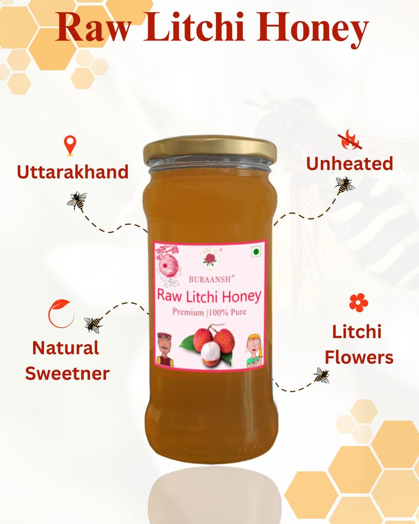 Benefits of Raw Litchi Honey. Natural Sweetener and Unheatedn