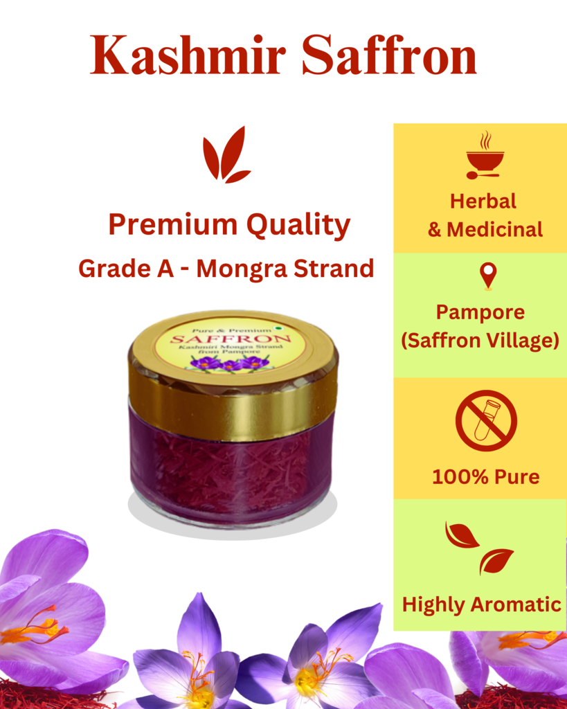 Pure Kashmir Saffron Mongra Strand Grade A Aromatic Pure